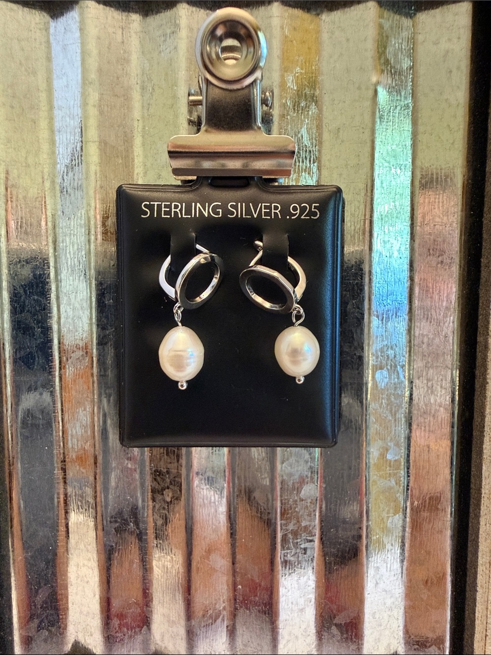 Sterling Silver Freshwater Pearl Drop Earrings - White